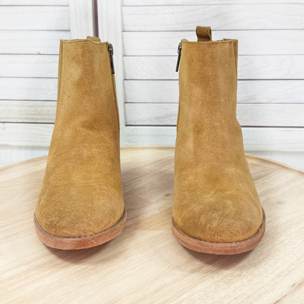 Frye Alton Suede Chelsea Ankle Boots Bootie Block Heel Tan Womens Size 7.5‎ - Picture 2 of 11
